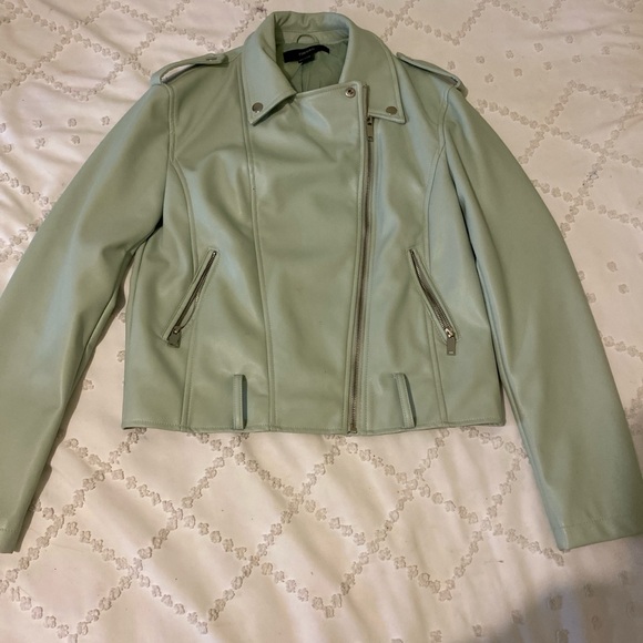 Sage green leather jacket - Picture 1 of 3